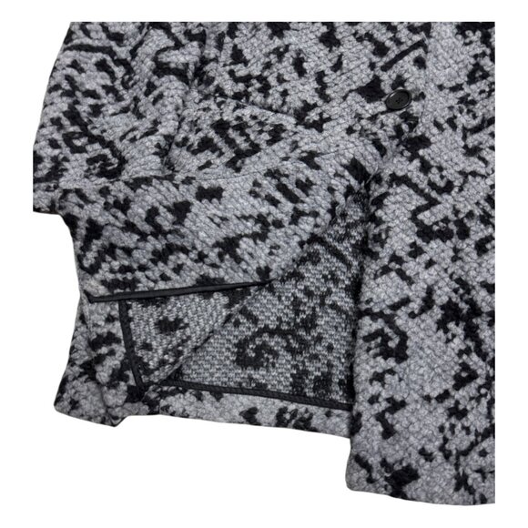 BANANA REPUBLIC Knit Collarless Coat Gray Wool Long Trench Peacoat Womens Large - Picture 6 of 7